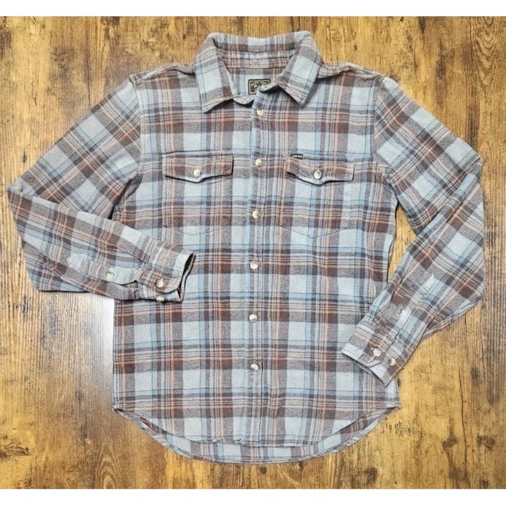 Dark Seas Division Flannel Shirt Men Small Gray Plaid Utility‎ Casual Button Up